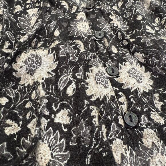 Lucky Brand Boho Midi Dress Sz Medium Black White Floral Lined Sleeveless Casual - Picture 11 of 16